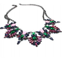 Multicolored Crystal Wreath Bib Necklace